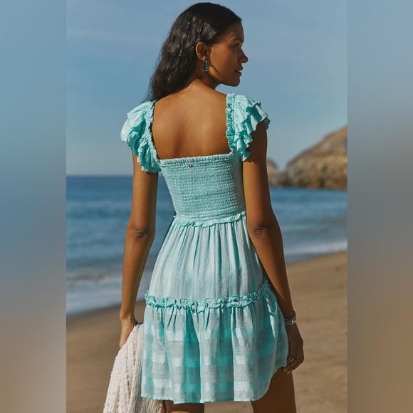 NWT PQ Swim Square-Neck Ruffled Smocked Mini Dress - Picture 3 of 3